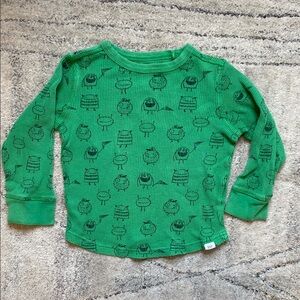 Gap Kids Green Waffle Shirt with Monster Print